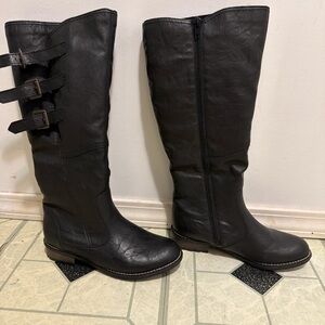Remonte Black Knee-High Buckle Riding Boots